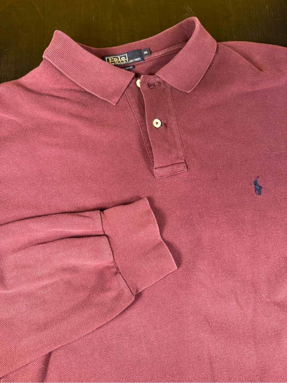 VTG Polo Ralph Lauren Long Sleeve Polo Shirt XL Burgundy Cotton